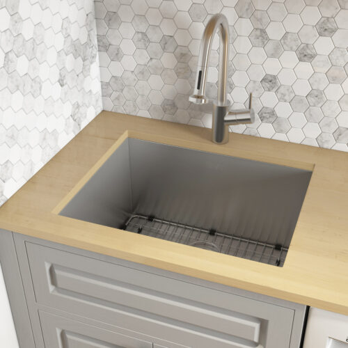 Ruvati 24-Inch Workstation Rounded Corners Undermount Ledge Kitchen Sink with Accessories - RVH8324